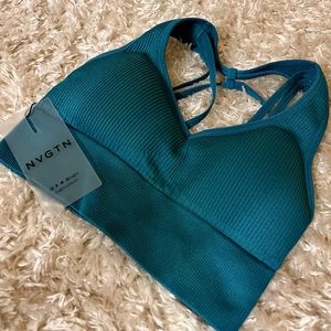 NVGTN Sports Bra Galaxy Ribbed Teal XS NWT